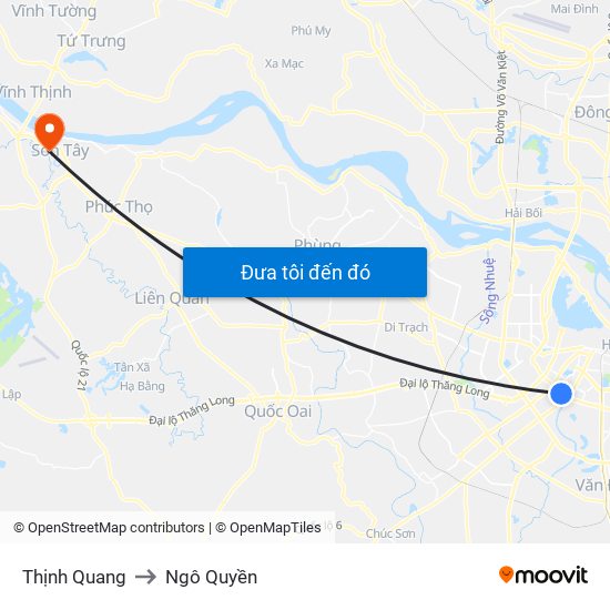 Thịnh Quang to Ngô Quyền map