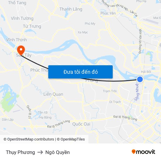 Thụy Phương to Ngô Quyền map