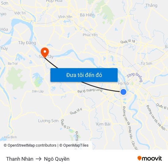 Thanh Nhàn to Ngô Quyền map