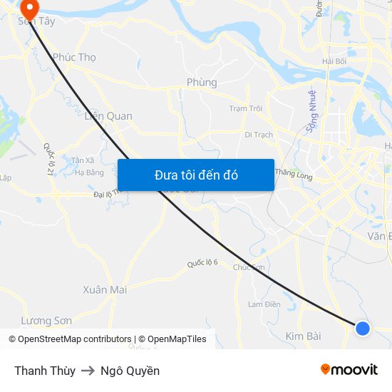 Thanh Thùy to Ngô Quyền map