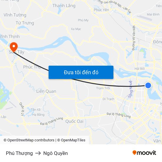 Phú Thượng to Ngô Quyền map