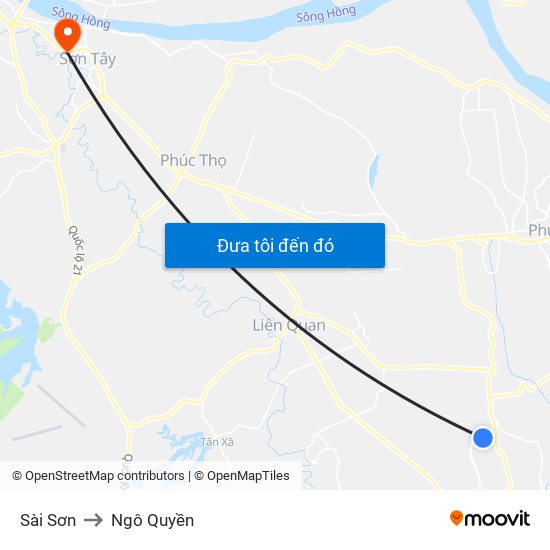 Sài Sơn to Ngô Quyền map