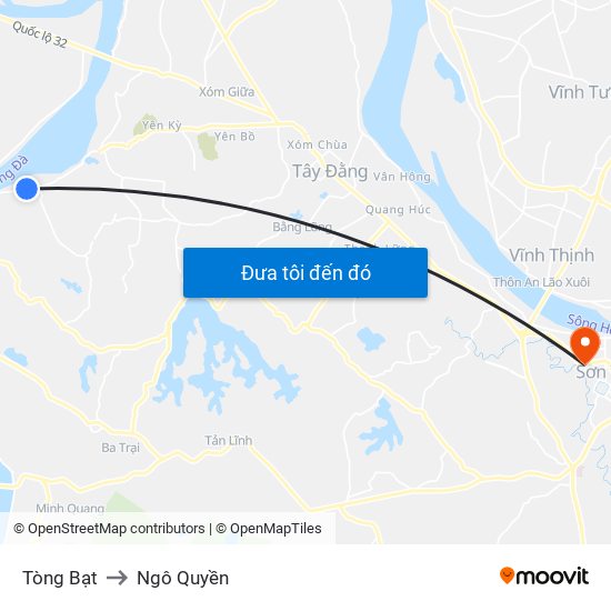 Tòng Bạt to Ngô Quyền map