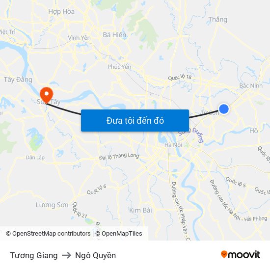 Tương Giang to Ngô Quyền map