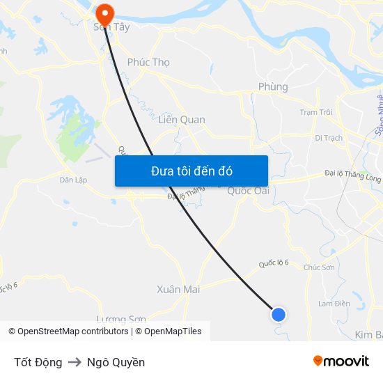 Tốt Động to Ngô Quyền map