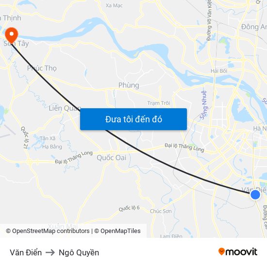 Văn Điển to Ngô Quyền map