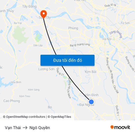 Vạn Thái to Ngô Quyền map