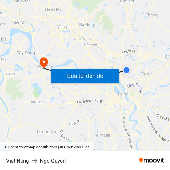 Việt Hùng to Ngô Quyền map
