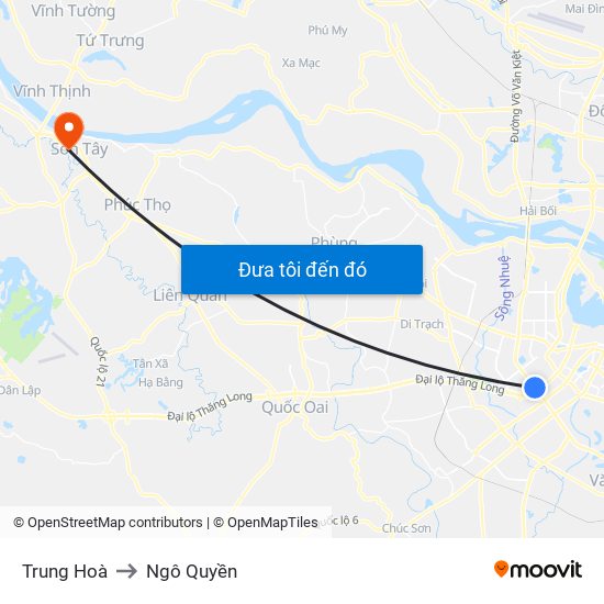 Trung Hoà to Ngô Quyền map