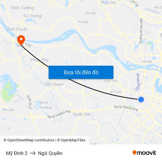 Mỹ Đình 2 to Ngô Quyền map