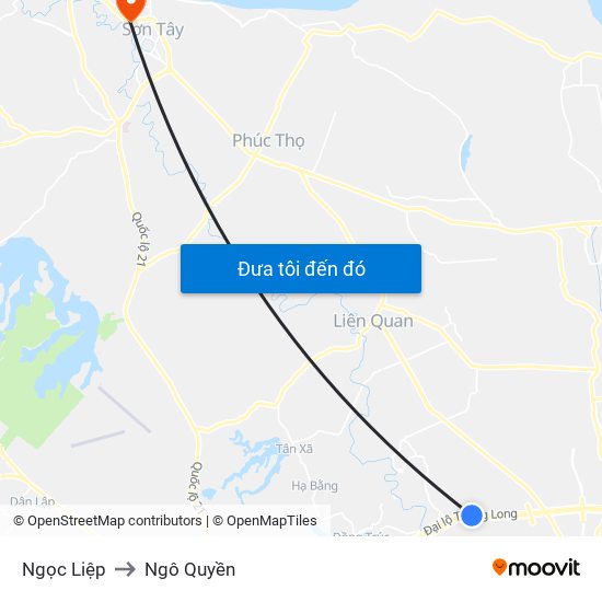 Ngọc Liệp to Ngô Quyền map