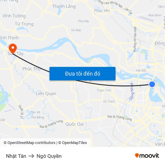 Nhật Tân to Ngô Quyền map