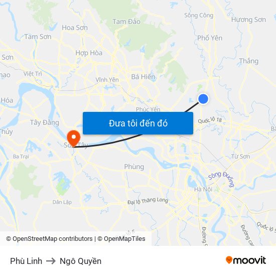 Phù Linh to Ngô Quyền map