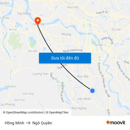 Hồng Minh to Ngô Quyền map