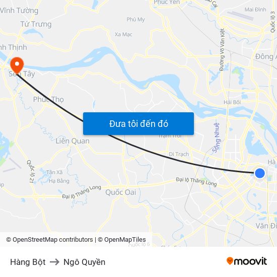 Hàng Bột to Ngô Quyền map