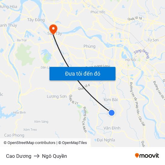 Cao Dương to Ngô Quyền map