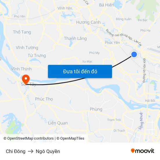Chi Đông to Ngô Quyền map
