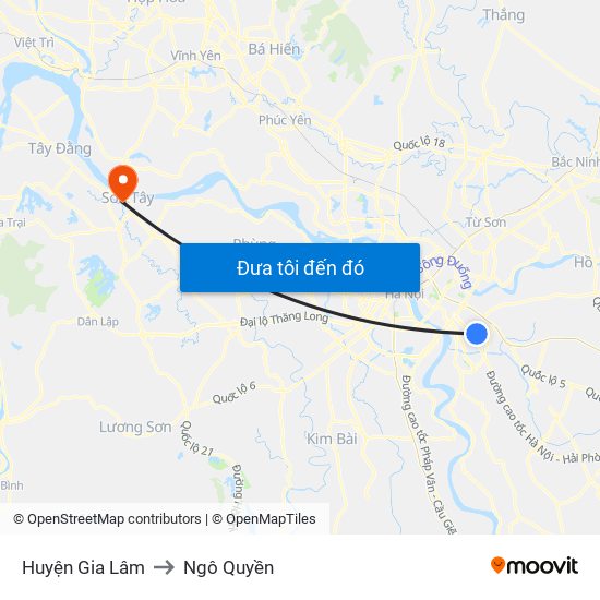 Huyện Gia Lâm to Ngô Quyền map