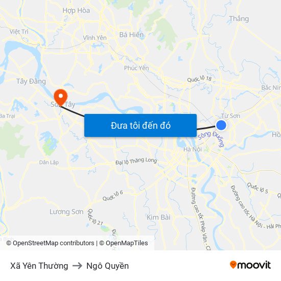 Xã Yên Thường to Ngô Quyền map