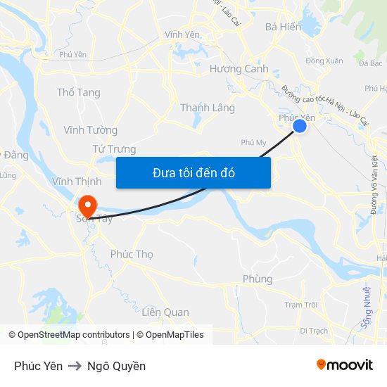 Phúc Yên to Ngô Quyền map