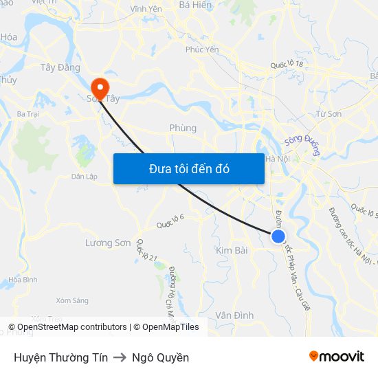 Huyện Thường Tín to Ngô Quyền map