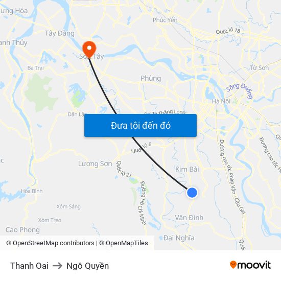 Thanh Oai to Ngô Quyền map