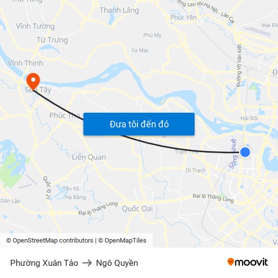 Phường Xuân Tảo to Ngô Quyền map