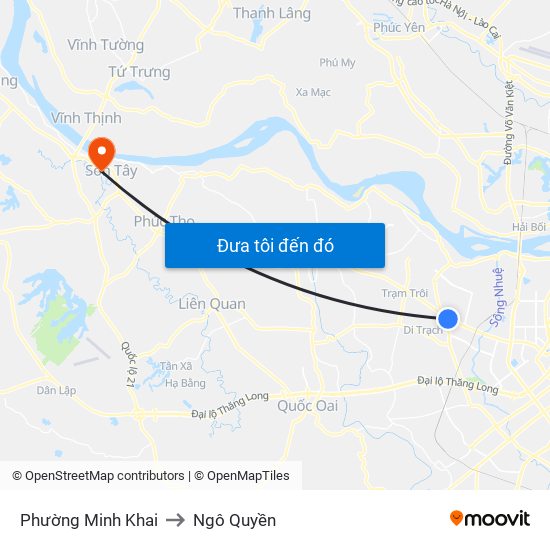Phường Minh Khai to Ngô Quyền map