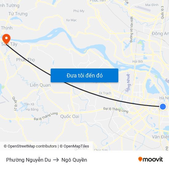 Phường Nguyễn Du to Ngô Quyền map