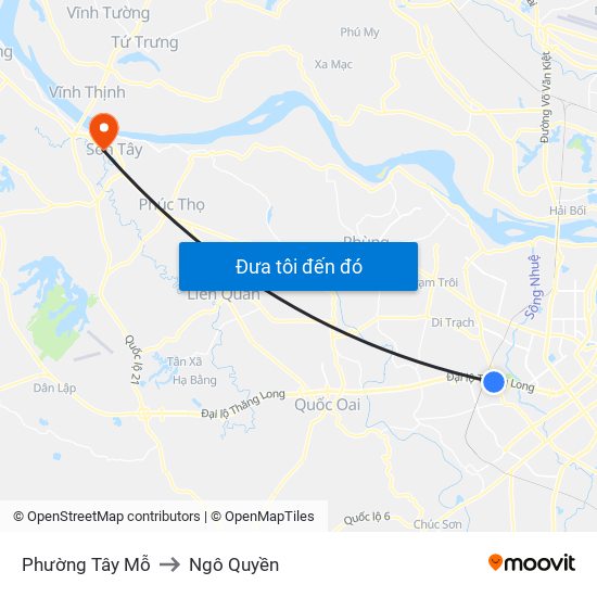 Phường Tây Mỗ to Ngô Quyền map
