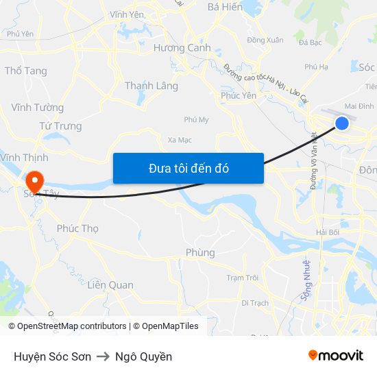 Huyện Sóc Sơn to Ngô Quyền map