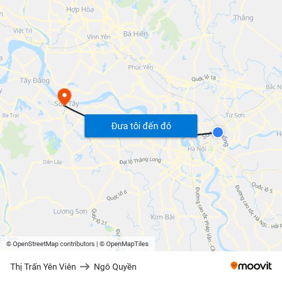 Thị Trấn Yên Viên to Ngô Quyền map