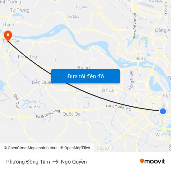 Phường Đồng Tâm to Ngô Quyền map