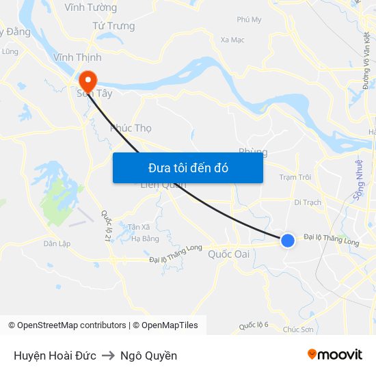 Huyện Hoài Đức to Ngô Quyền map