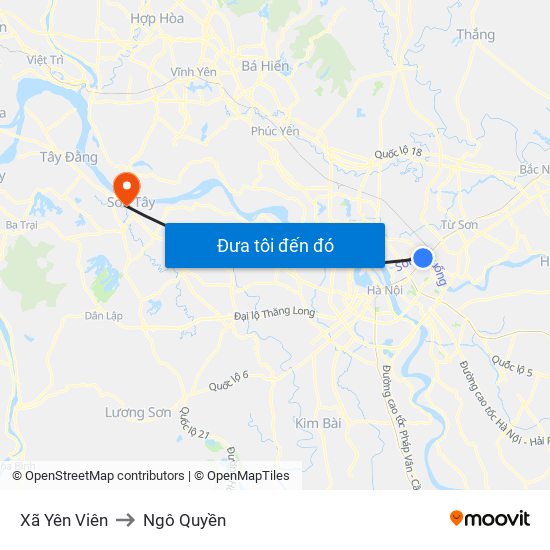 Xã Yên Viên to Ngô Quyền map