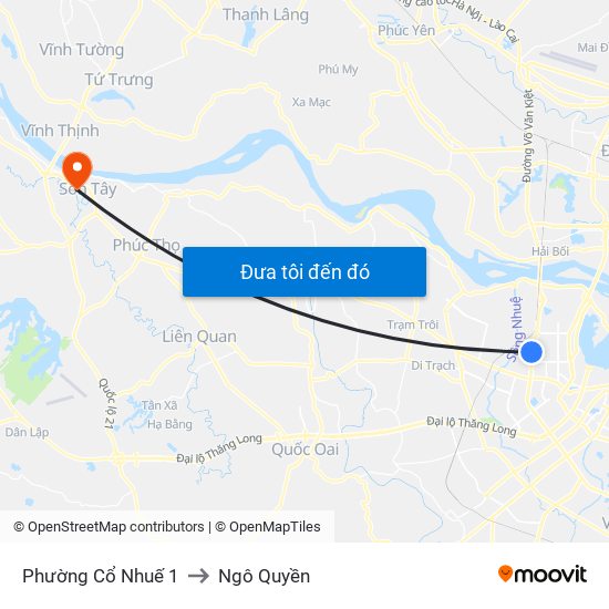 Phường Cổ Nhuế 1 to Ngô Quyền map