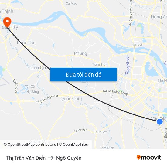 Thị Trấn Văn Điển to Ngô Quyền map