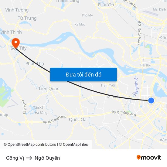 Cống Vị to Ngô Quyền map