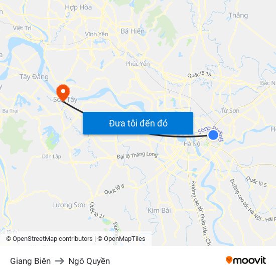 Giang Biên to Ngô Quyền map