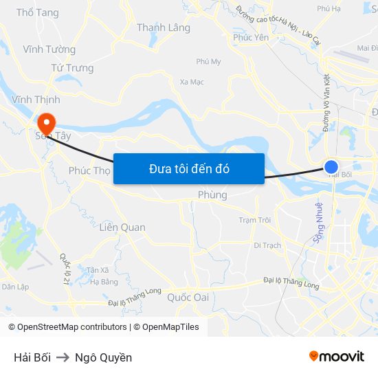 Hải Bối to Ngô Quyền map