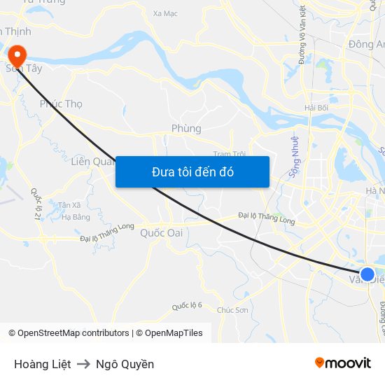 Hoàng Liệt to Ngô Quyền map