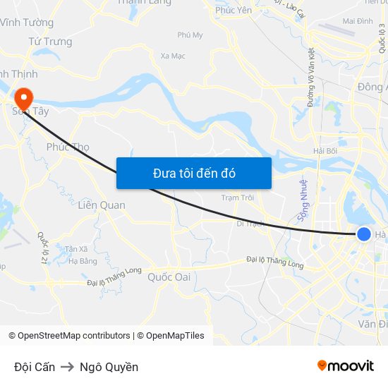 Đội Cấn to Ngô Quyền map