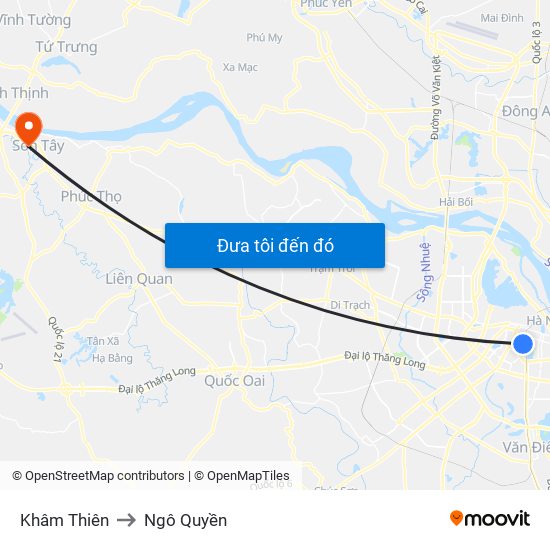 Khâm Thiên to Ngô Quyền map