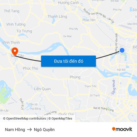 Nam Hồng to Ngô Quyền map