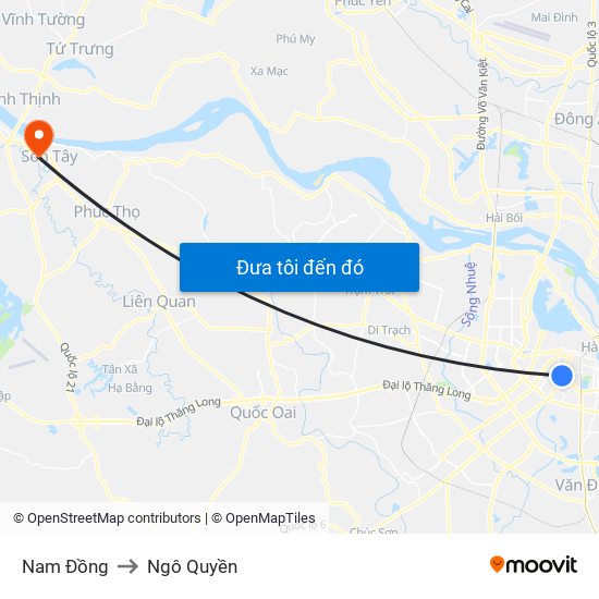 Nam Đồng to Ngô Quyền map