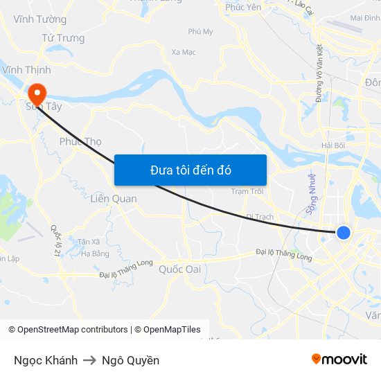 Ngọc Khánh to Ngô Quyền map