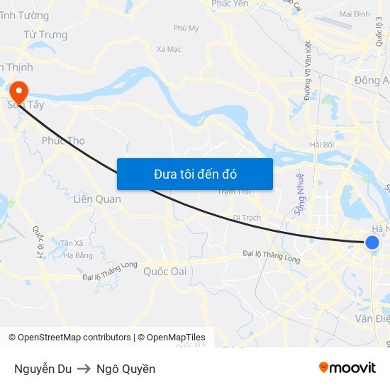 Nguyễn Du to Ngô Quyền map
