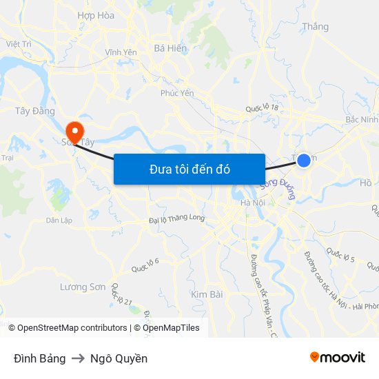 Đình Bảng to Ngô Quyền map