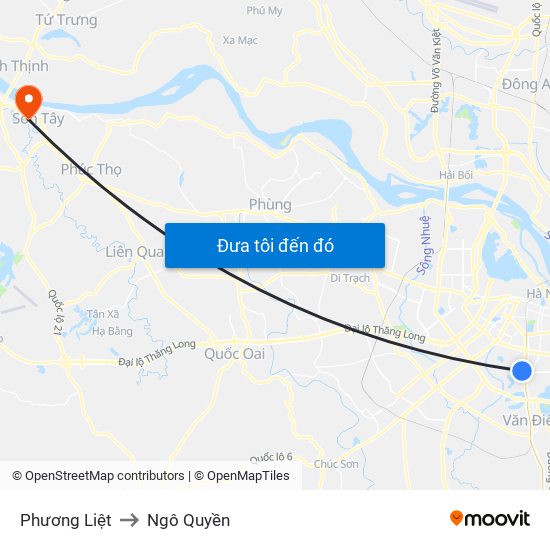 Phương Liệt to Ngô Quyền map