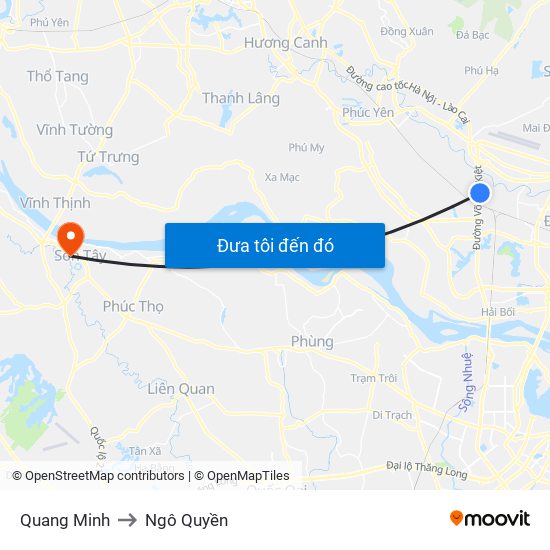 Quang Minh to Ngô Quyền map